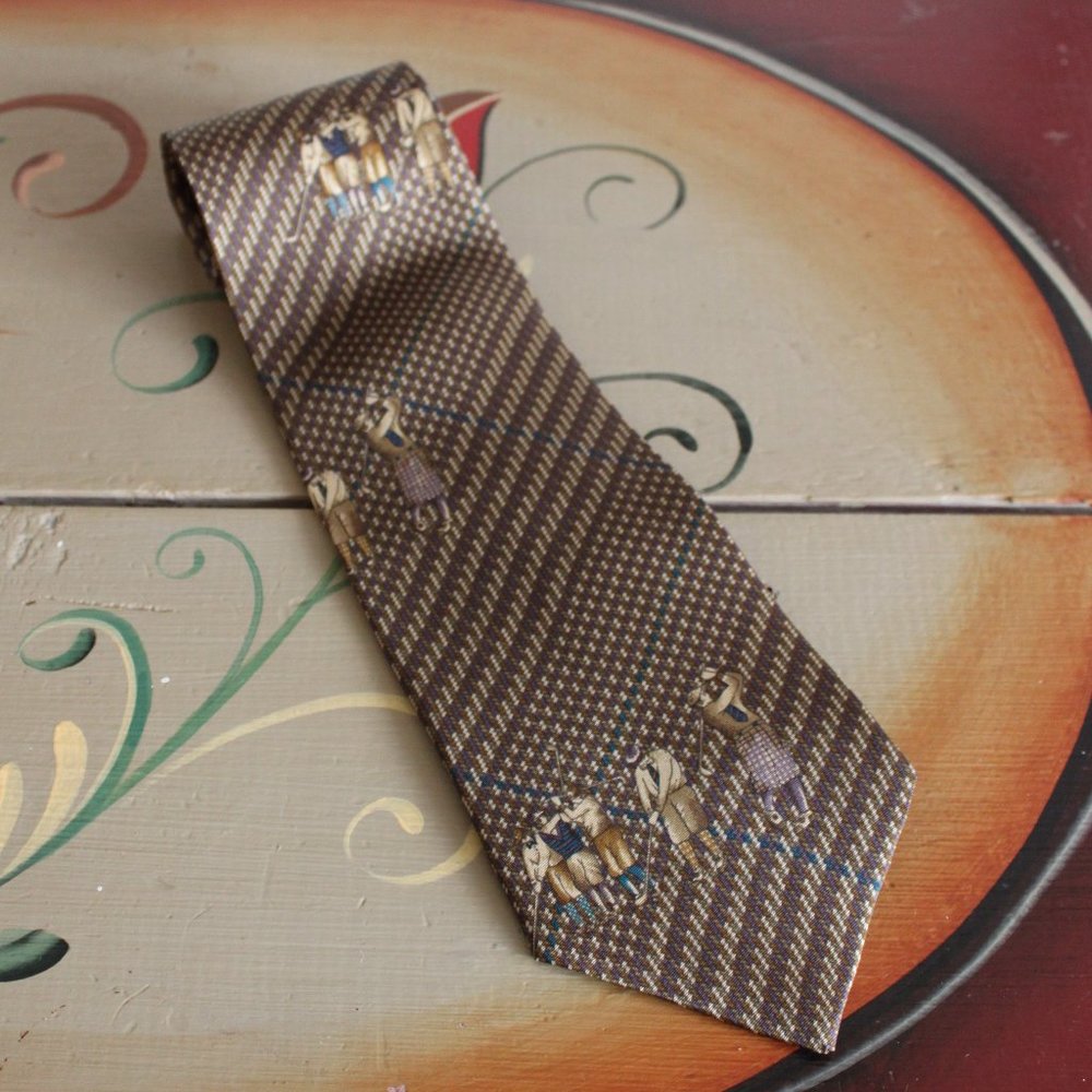 tie vintage silk golfing classic golfers playing golf by James B Fairchild clean